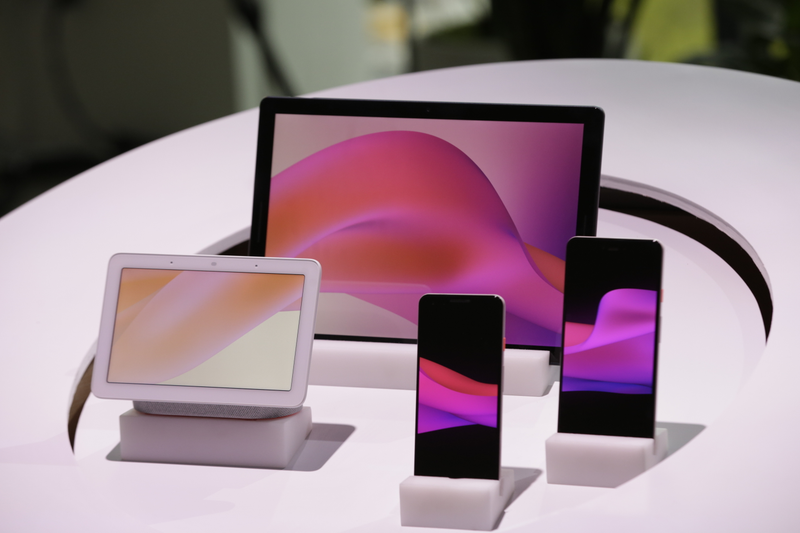 The Google Home Hub, Pixel Slate, and Pixel 3 and 3 XL smartphones